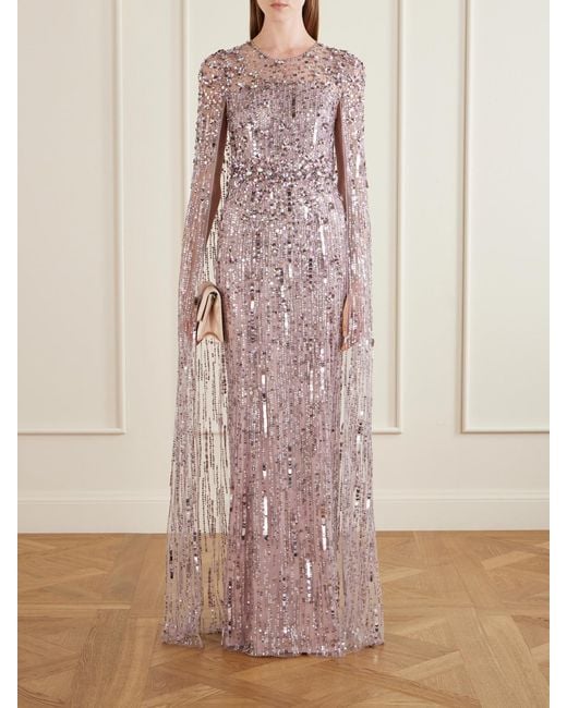Jenny Packham Pink Ruby Sequined Tulle Gown