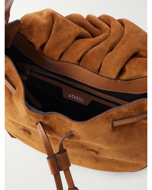 Isabel Marant Brown Bolton Tasseled Leather-Trimmed Suede Shoulder Bag