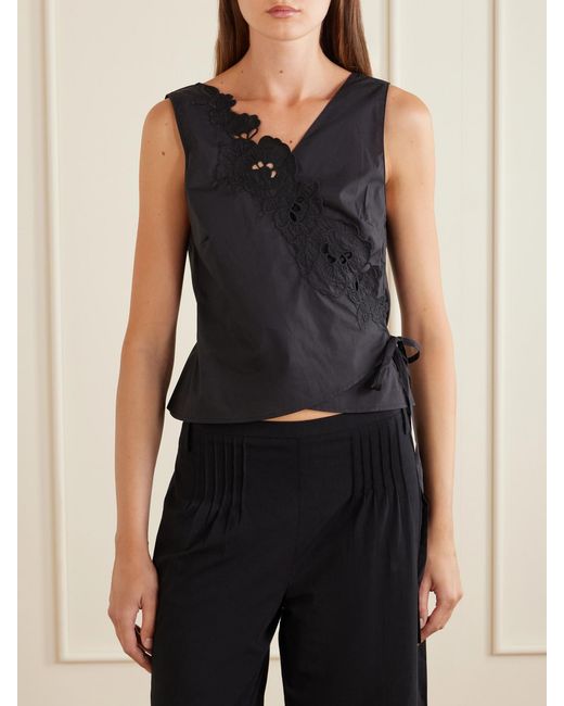 Sir Blue Klara Broderie Anglaise Cotton Wrap Top