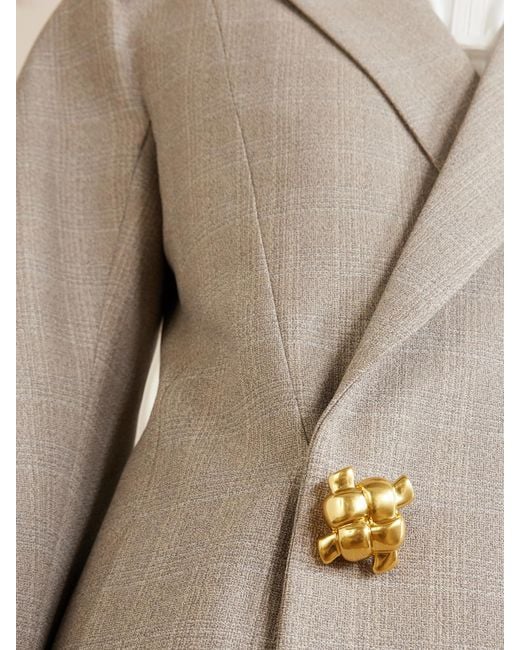 Bottega Veneta Natural Prince Of Wales Wool Blazer