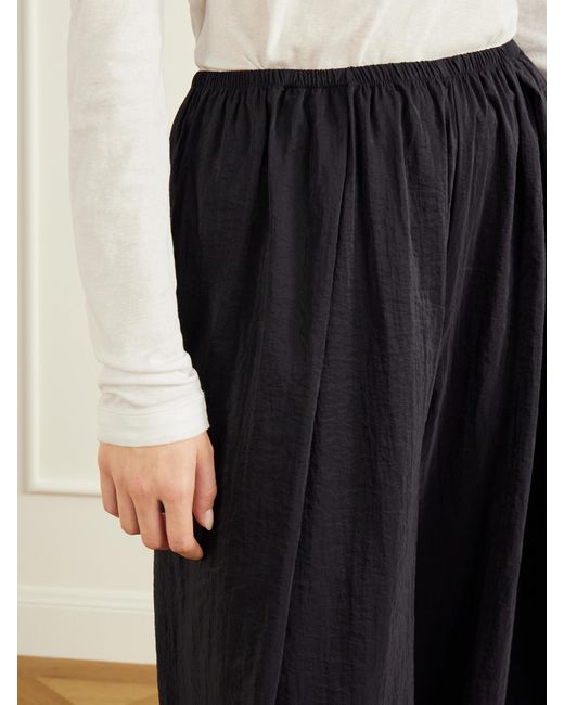 La Ligne Blue Pleated Crinkle Satin Wide-Leg Pants