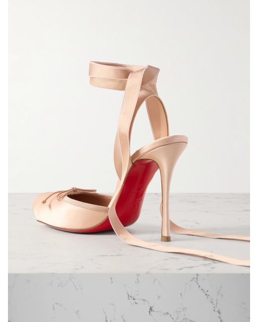 Christian Louboutin Pink Cassia 100 Bow-Detailed Satin-Crepe Pumps