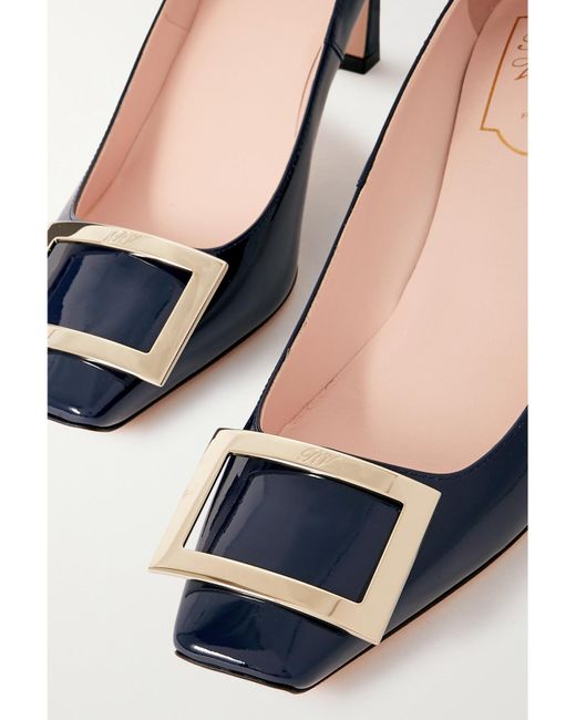 Roger Vivier Blue Belle Vivier Trompette 70 Buckled Patent-Leather Pumps