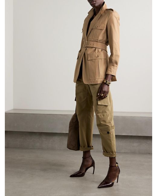 Max Mara Natural Pacos Belted Cotton-Canvas Jacket
