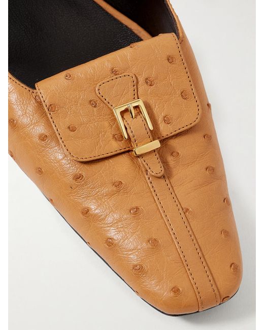 Khaite Natural Celia Pocket Buckled Ostrich Pumps