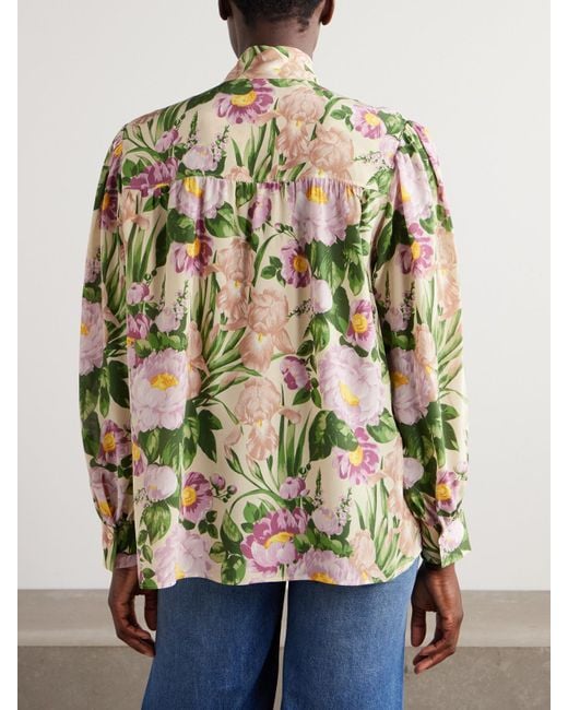 Chloé Pink Bluse Aus Seiden-Voile Mit Blumenprint Und Schluppe