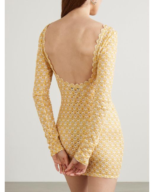 Missoni Scalloped Metallic Crochet-Knit Mini Dress in Natural | Lyst