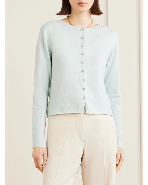 Allude Blue Ribbed Cotton And Cashmere-Blend Cardigan