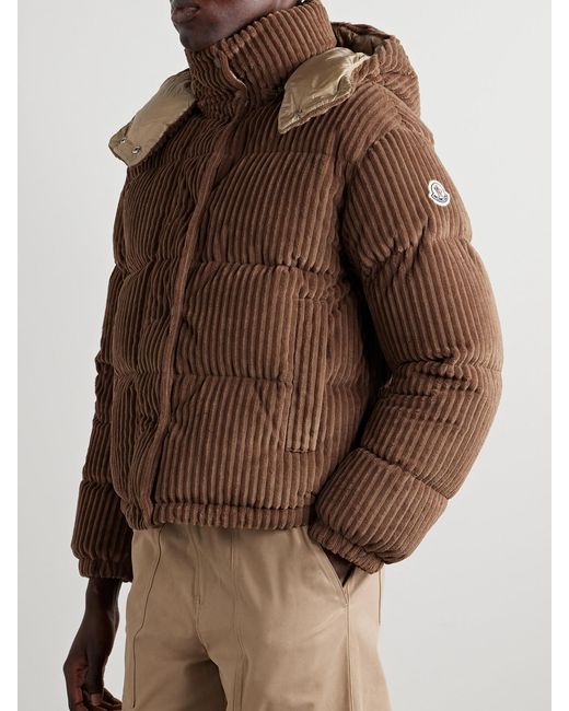 Moncler Brown Daos Hooded Padded Quilted Corduroy Down Jacket
