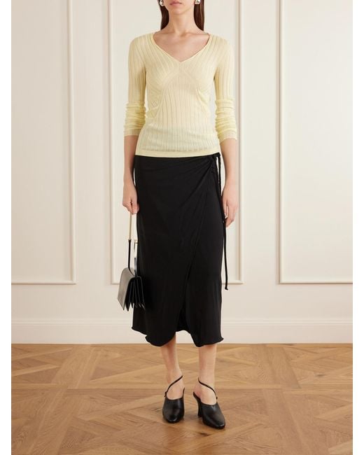 Jil Sander Yellow Ribbed Cashmere And Silk-Blend Sweater