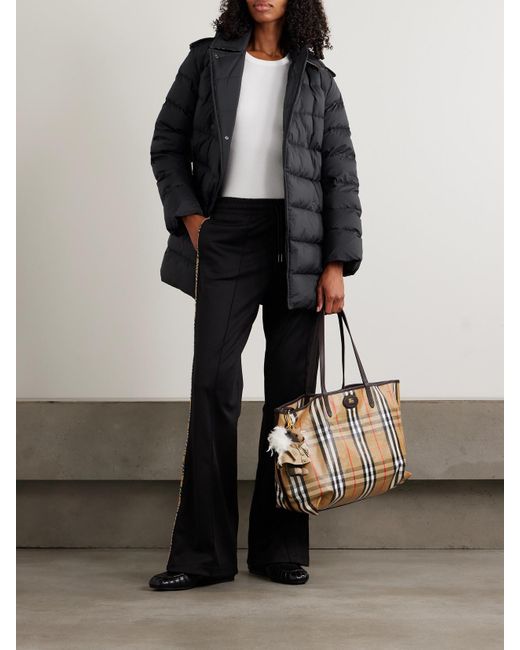 Burberry Black Doppelreihige Daunenjacke Aus Gestepptem Shell Mit Bindegürtel