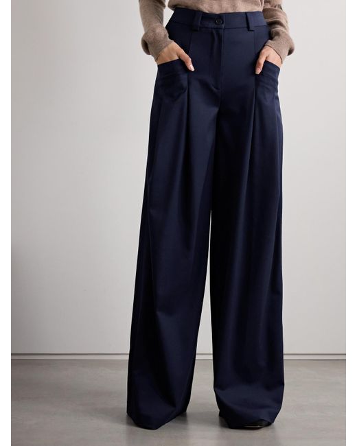Altuzarra Blue Zanni Pleated Wool-Blend Wide-Leg Pants