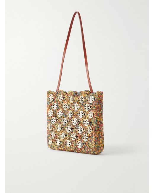 Rabanne White 1969 Embellished Raffia Shoulder Bag