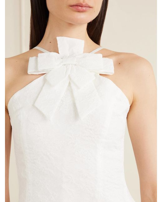 ShuShu/Tong White Bow-Detailed Taffeta Mini Dress