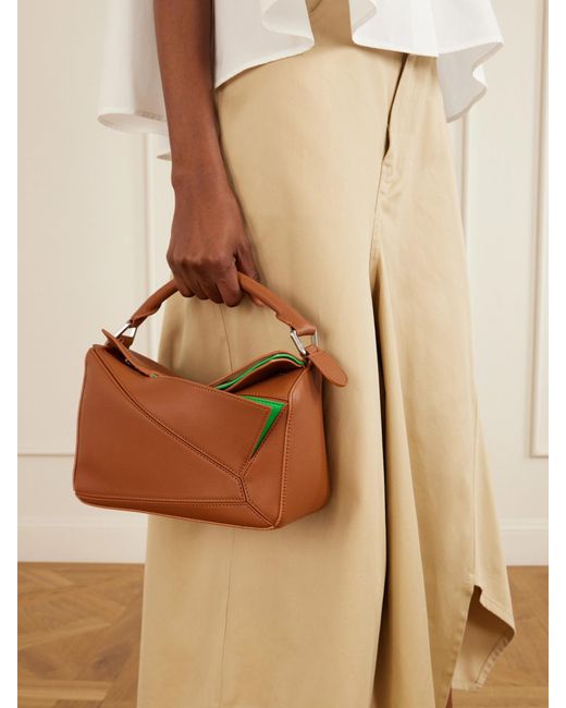 Loewe Brown Puzzle Layers Small Leather Shoulder Bag
