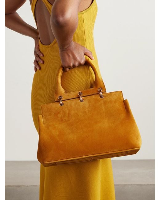 Gabriela Hearst Orange Amethyst Kleine Tote Aus Veloursleder Mit Verzierung