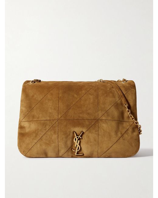 Saint Laurent Natural Jamie 4.3 Schultertasche Aus Gestepptem Veloursleder