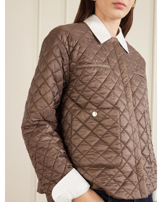 Max Mara Brown Cropped Padded Quilted Shell Jacket