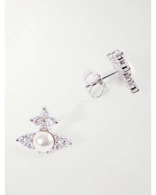 Vivienne Westwood Natural Fedora-Tone Pearl-Effect Crystal Earrings