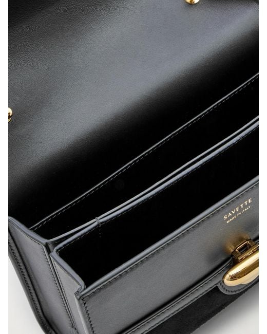 SAVETTE Black Symmetry 19 Schultertasche Aus Veloursleder Mit Lederbesätzen