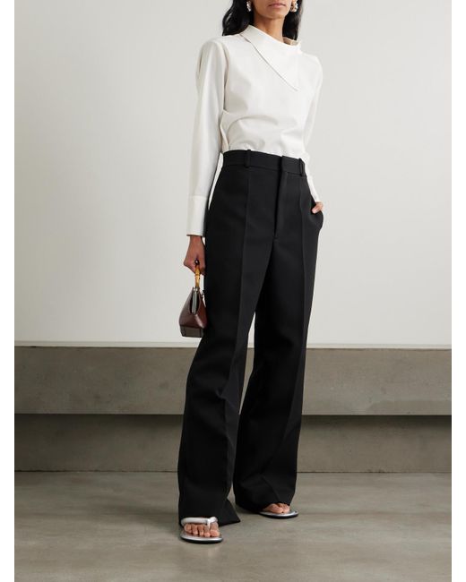 Carven Black Hose Mit Weitem Bein Aus Twill