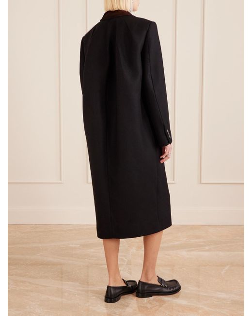 Marni Black Embroidered Calf Hair And Suede-Trimmed Wool Coat