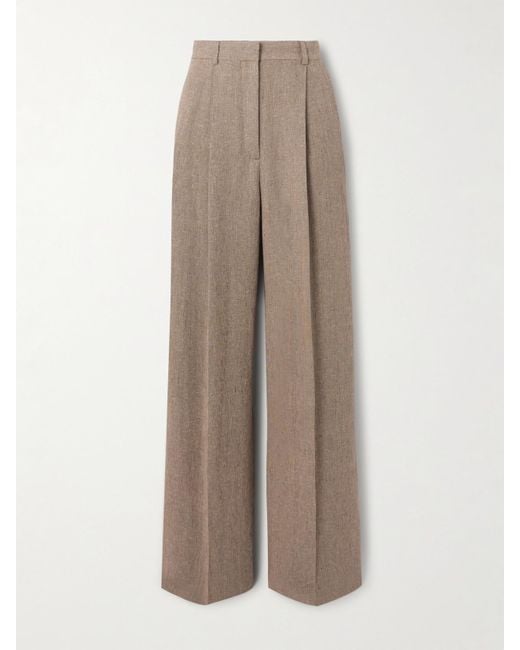 Loro Piana Natural Kurt Hose Mit Weitem Bein Aus Leinen Mit Falten
