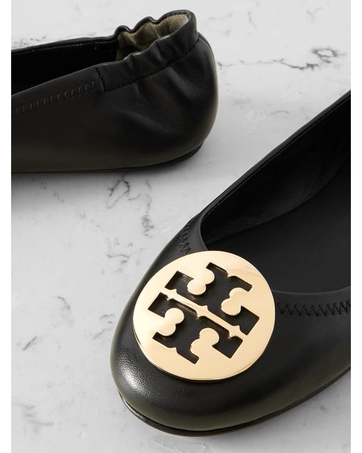 Tory Burch White Minnie Travel Ballerinas Aus Leder Mit Logodetail