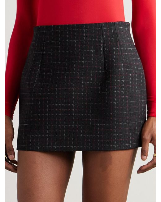 Wardrobe NYC Black Contour Checked Wool Mini Skirt