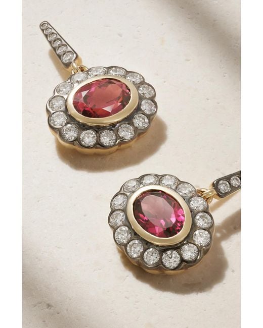 Marlo Laz Natural Lexi 14-Karat, Rhodolite And Diamond Earrings