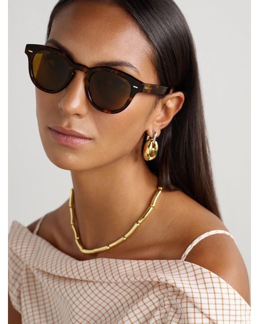 Oliver Peoples Brown Cary Grant Round-Frame Tortoiseshell Acetate Sunglasses