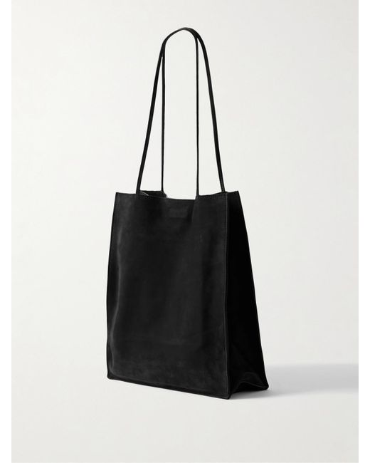 The Row Black To Go Große Tote Aus Nubukleder Mit Lederbesatz