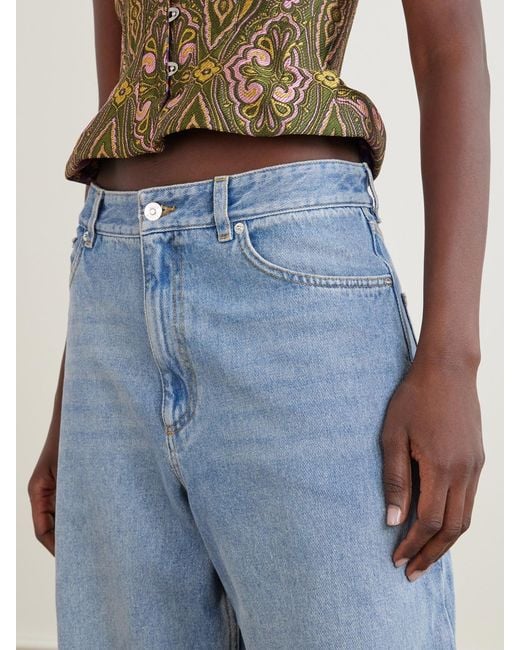 Erdem Blue Mid-Rise Wide-Leg Jeans
