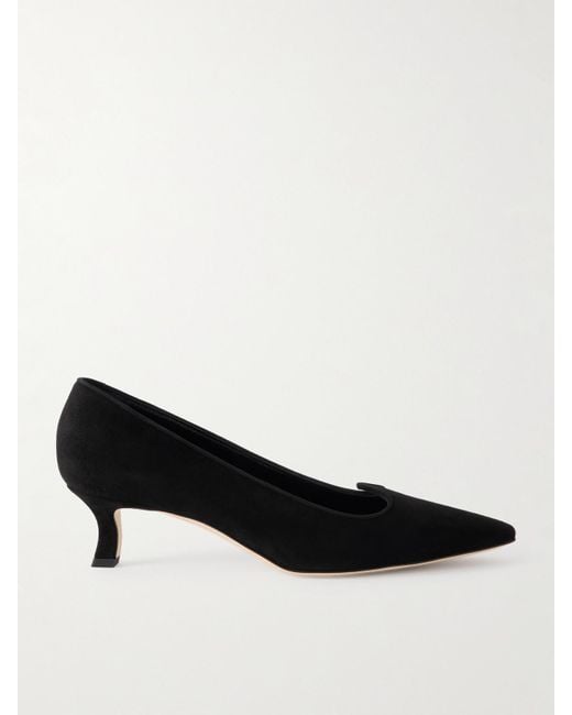 Manolo Blahnik Black Euridi 50 Suede Pumps
