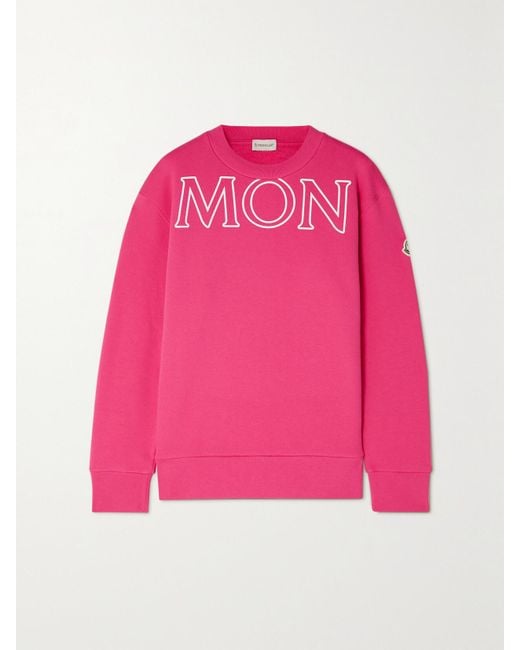 Moncler Pink Printed Cotton-Jersey Sweatshirt