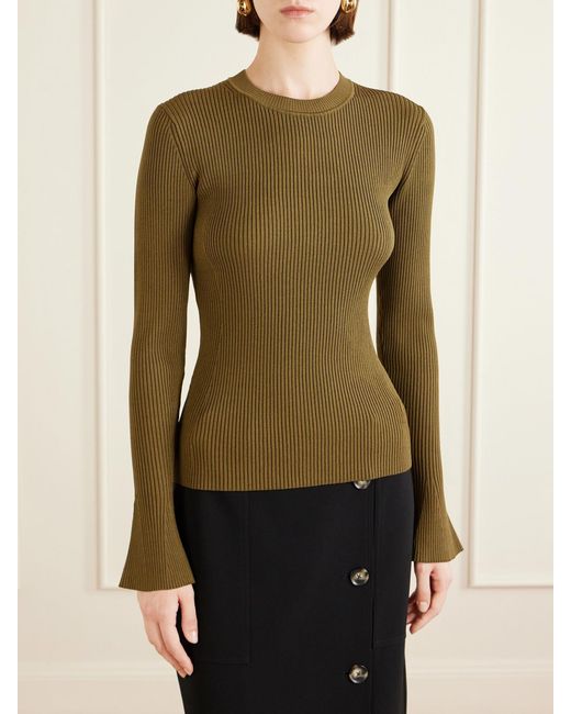 Proenza Schouler Green Nir Ribbed-Knit Top