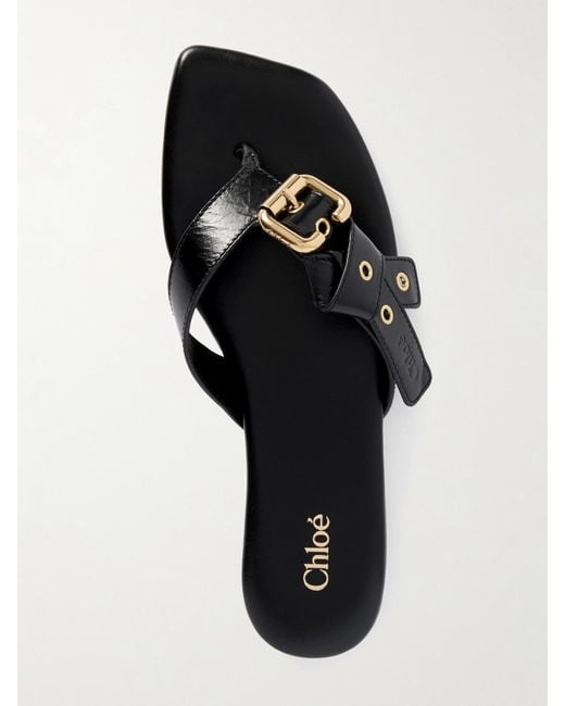Chloé White Mae Zehensandalen Aus Leder Mit Verzierung