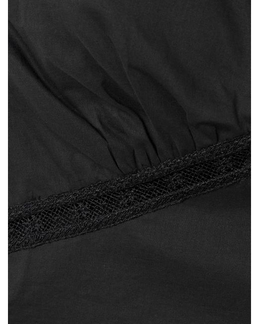 Faithfull The Brand Black Denise Minikleid Aus Baumwoll-Voile Mit Spitzenbesätzen