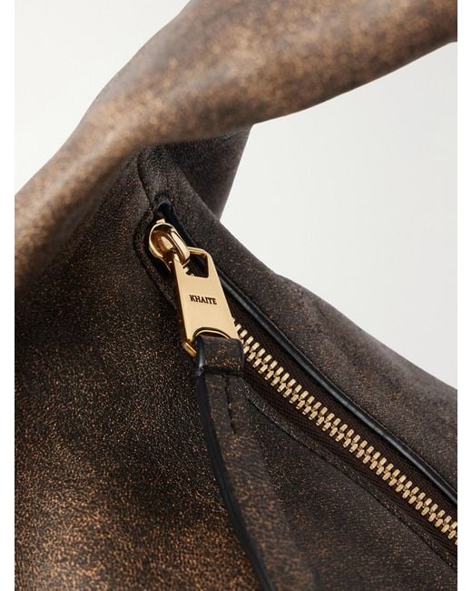 Khaite Gray Olivia Medium Distressed Leather Shoulder Bag