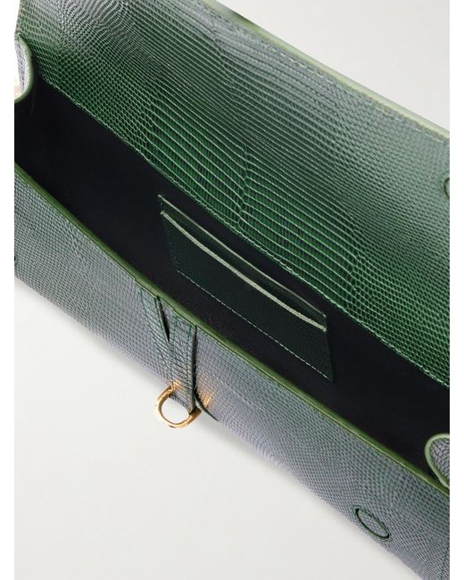 Liffner Green Clutch Aus Leder Mit Eidechseneffekt