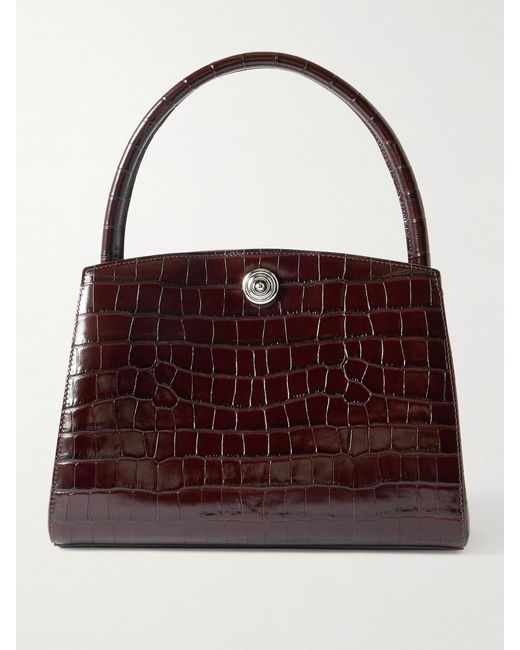 Liffner Red Pushlock Lady Croc-Effect Leather Shoulder Bag
