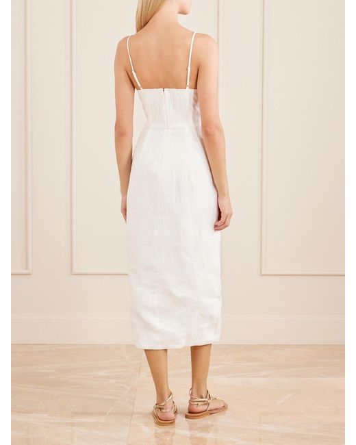 Farm Rio White Linen Midi Dress