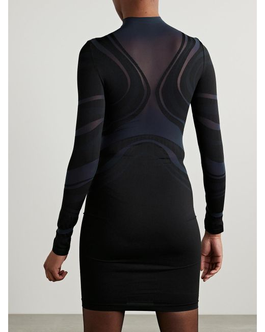 Wolford Black Venus Paneled Stretch-Jersey Mini Dress