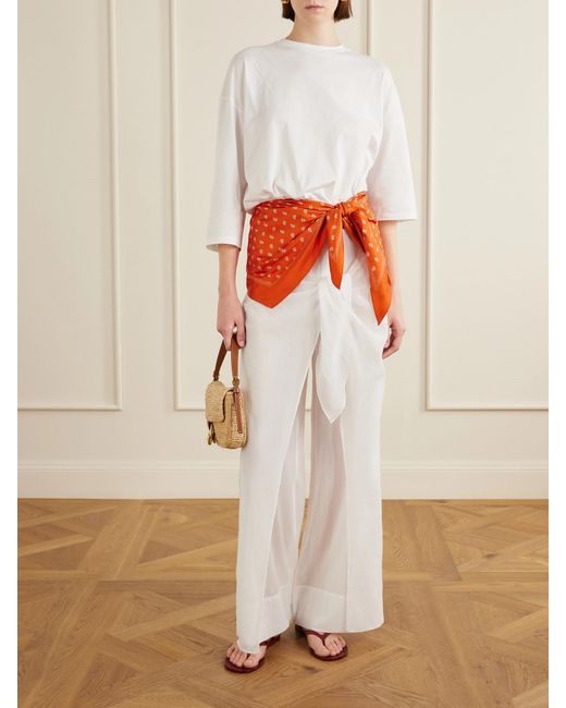 Christopher Esber Orange Bandana Printed Cotton And Silk-Blend T-Shirt