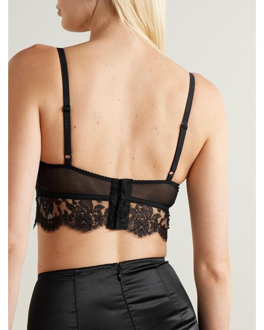 Soutien-Gorge À Armatures En Tulle À Finitions En Dentelle De Chantilly Dolce & Gabbana en coloris Black