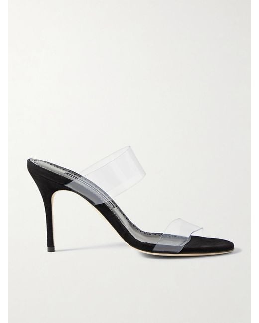 Manolo Blahnik Black Scolto 90 Pvc Mules