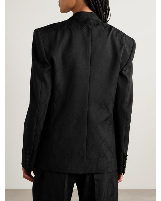 Stella McCartney Black Oversized Double-Breasted Satin-Trimmed Wool Blazer