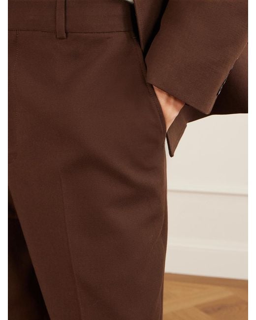 Polo Ralph Lauren Brown Pleated Cotton And Wool-Blend Twill Straight-Leg Pants