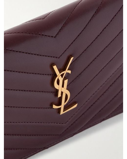 Saint Laurent Purple Cassandre Envelope Mini Matelassé Leather Shoulder Bag