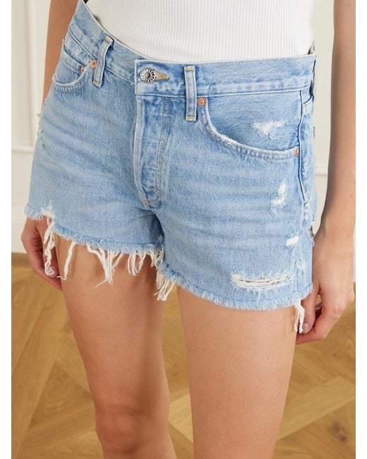 Agolde Blue Swapmeet Parker Short Vintage Cut Off Shorts